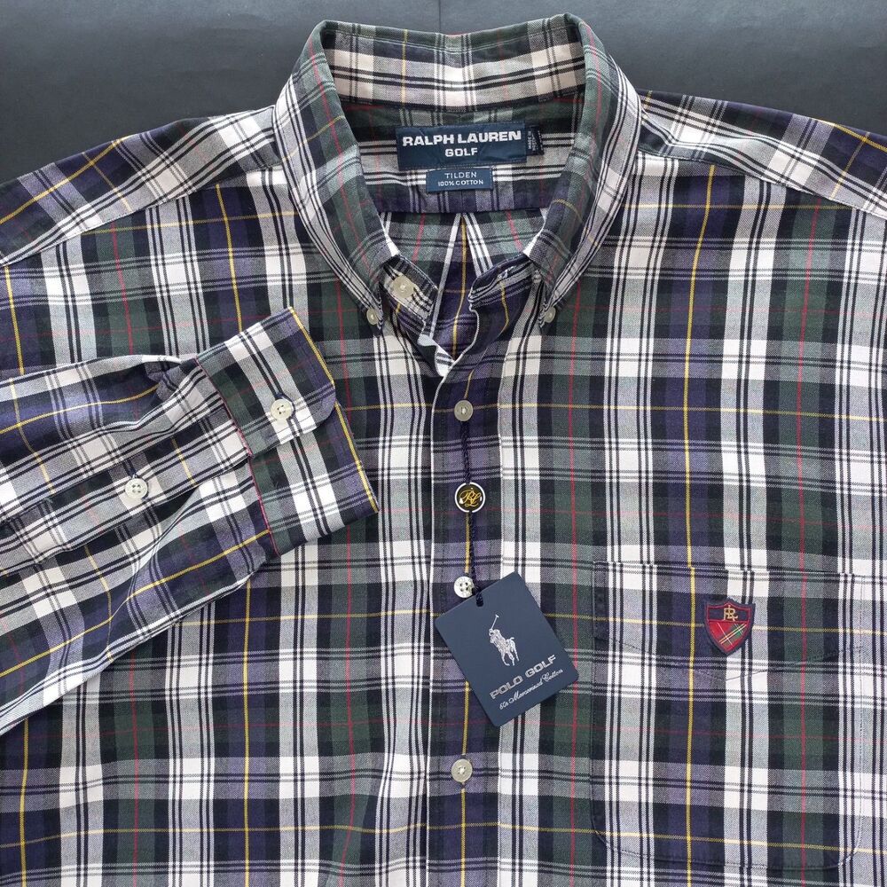 NWT Ralph Lauren Polo Golf Tilden Shirt Men XL Long Sleev Mercerized Crest Patch